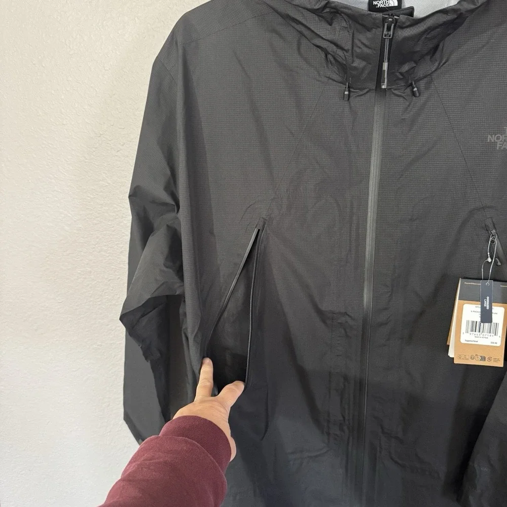 NWT North Face Men's XL Packable LT‎ Rain Parka Jacket Unisex Black Waterproof